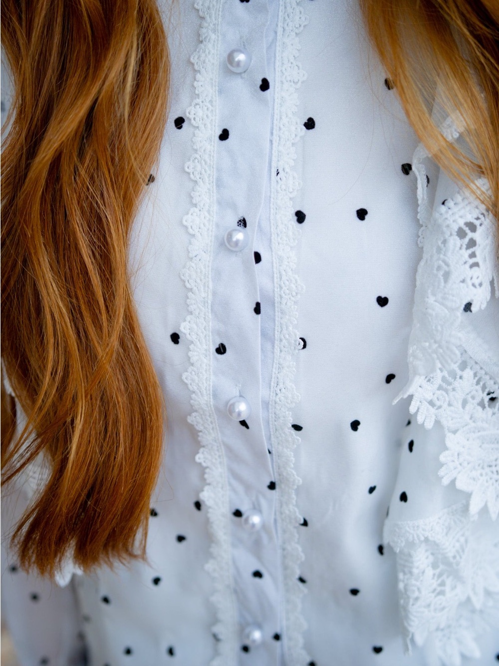 HEARTS AFLUTTER RUFFLE BLOUSE, WHITE - Picture 8 of 16